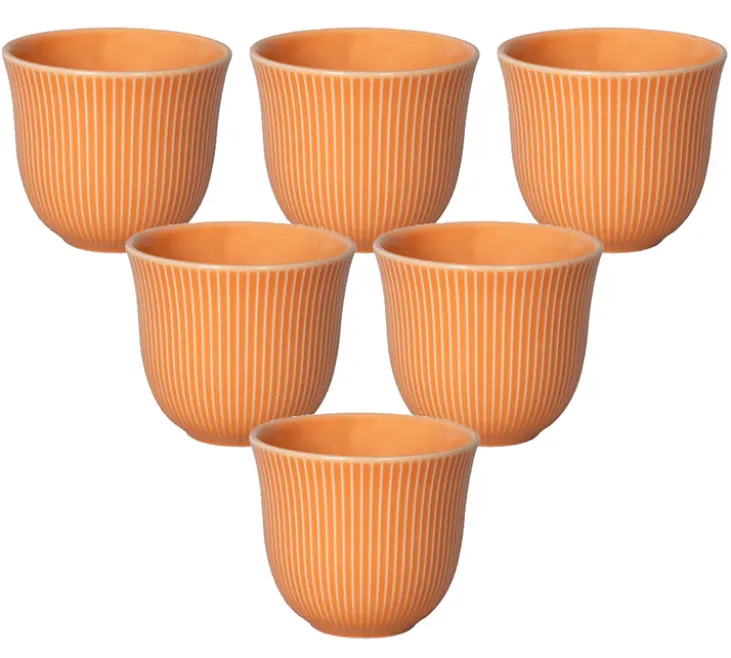 6 Tasses à café embossées 250 ml orange - LOVERAMICS