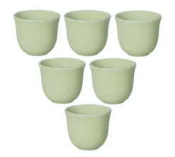 6 Tasses à café embossées 80 ml vert - LOVERAMICS