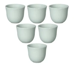 6 Tasses à café embossé 150 ml bleu céladon - LOVERAMICS