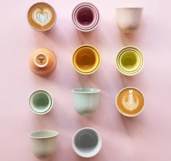6 Tasses à café embossé 150 ml bleu céladon - LOVERAMICS