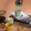 6 Tasses à café embossé 250 ml vert - LOVERAMICS