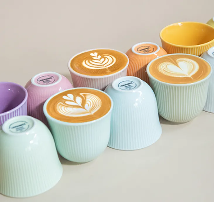 6 Tasses à café embossé 250 ml vert - LOVERAMICS
