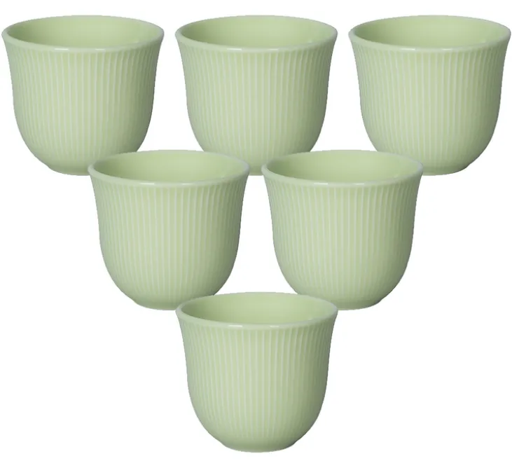 6 Tasses à café embossé 250 ml vert - LOVERAMICS
