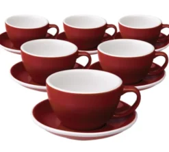 6 Tasses Café Latte et sous-tasses Egg 30 cl Rouge - Loveramics