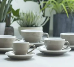 6 Tasses Café Latte et sous-tasses Egg 30 cl Teal - Loveramics