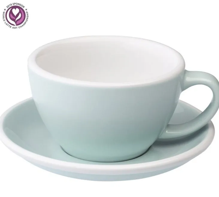 6 Tasses Café Latte et sous-tasses Egg 30cl River Blue - Loveramics