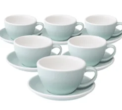 6 Tasses Café Latte et sous-tasses Egg 30cl River Blue - Loveramics