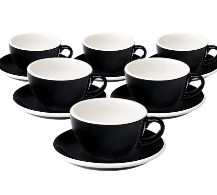 6 Tasses Cappuccino et sous-tasses Egg 20 cl Black - Loveramics