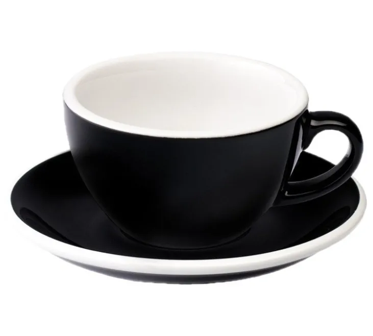 6 Tasses Cappuccino et sous-tasses Egg 20 cl Black - Loveramics