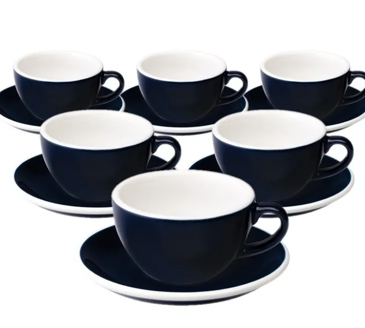 6 Tasses Cappuccino et sous-tasses Egg 20 cl Denim - Loveramics