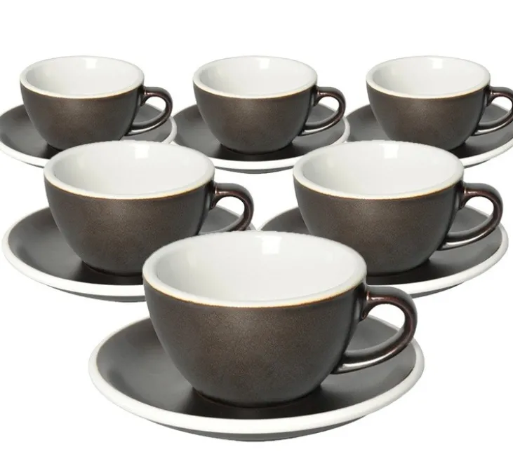 6 Tasses Cappuccino et sous-tasses Egg 20 cl Gunpowder- Loveramics