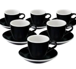 6 Tasses Espresso et sous-tasses Egg Black Loveramics - 8 cl