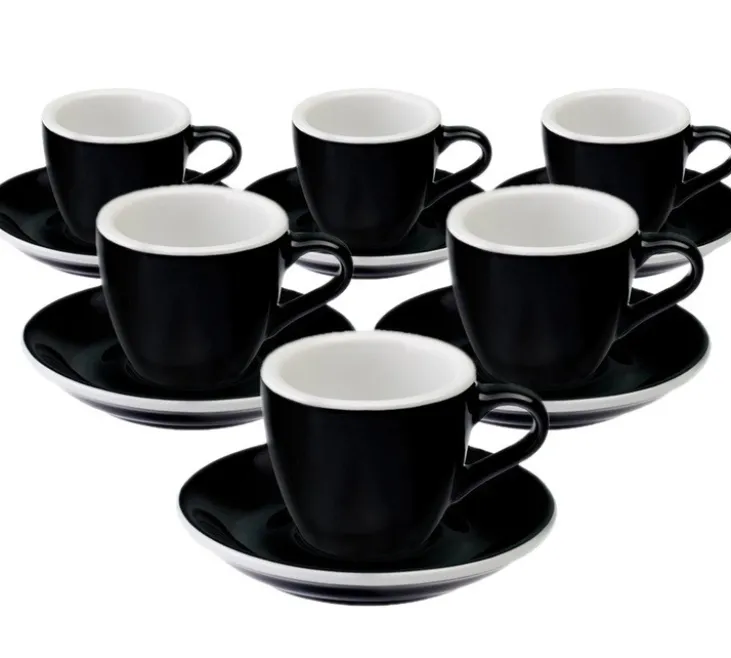 6 Tasses Espresso et sous-tasses Egg Black Loveramics - 8 cl
