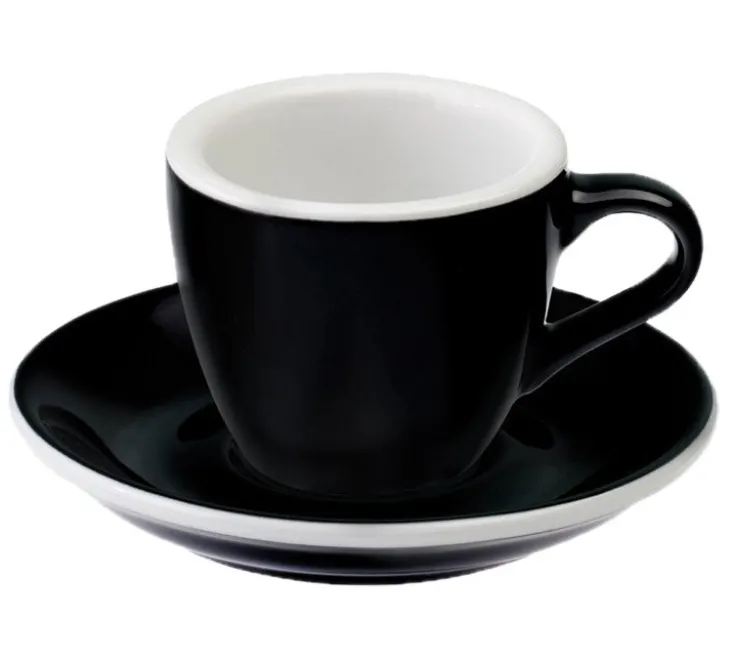 6 Tasses Espresso et sous-tasses Egg Black Loveramics - 8 cl
