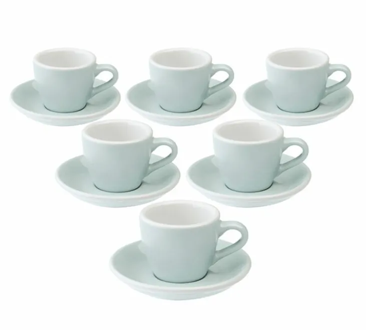 6 Tasses Espresso et sous-tasses Egg 8 cl River blue - Loveramics
