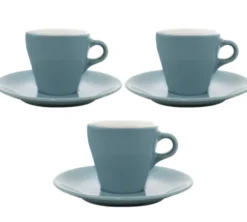 3 Tasses et sous-tasses Espresso Origami Turquoise - 9cl