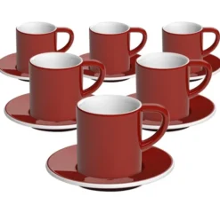 6 Tasses et sous-tasses Espresso Bond 8 cl Rouge - Loveramics