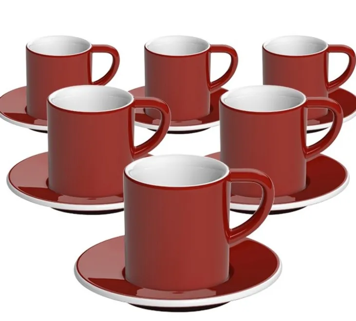 6 Tasses et sous-tasses Espresso Bond 8 cl Rouge - Loveramics