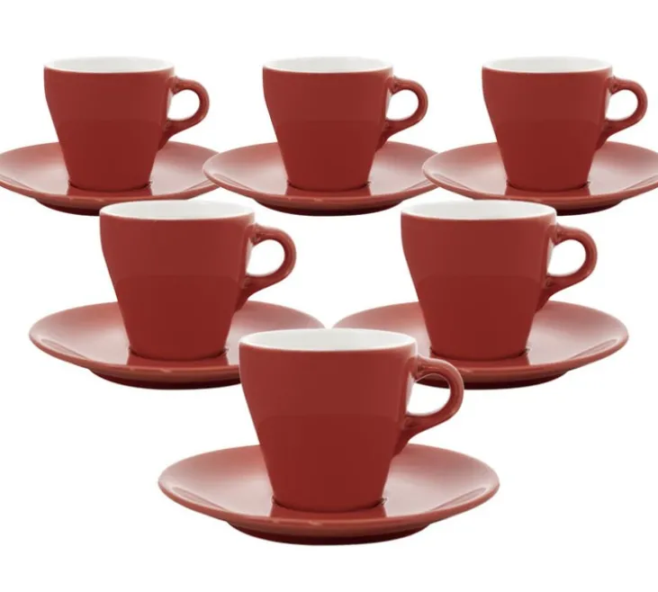 Tasses - ORIGAMI - Espresso et sous tasses rouge 9cl x6