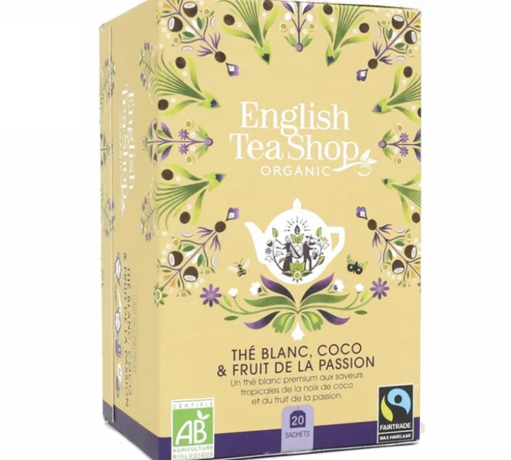 Thé Blanc Coco Fruit de la Passion Bio & Equitable - 20 sachets - FAIRTRADE - ENGLISH TEA SHOP