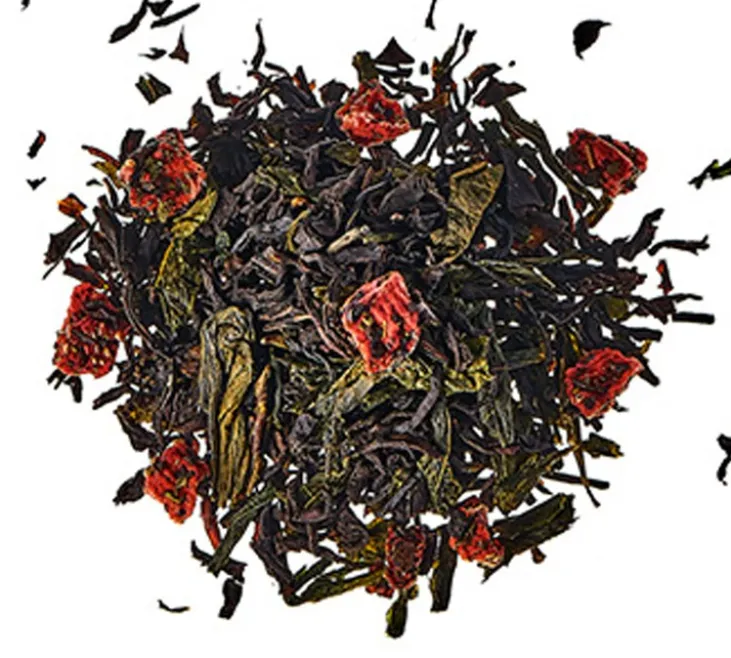 Thé Noir et Vert Un Amour de Fraise Bio - Vrac 100 g - COMPTOIR FRANÇAIS DU THÉ