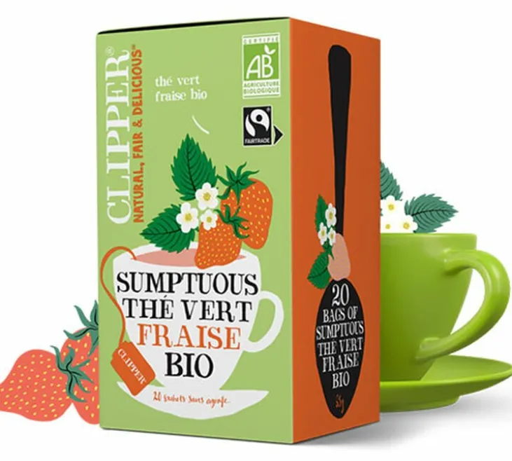 Thé Vert Fraise Sumptuous Bio & Equitable - 20 sachets - CLIPPER
