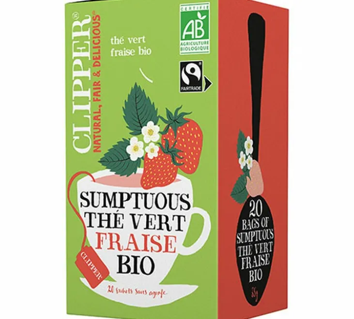 Thé Vert Fraise Sumptuous Bio & Equitable - 20 sachets - CLIPPER