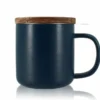 Tisanière en grès bleu 300 ml avec couvercle en bois acacia OGO Living