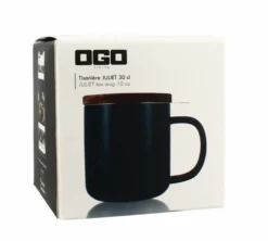 Tisanière en grès bleu 300 ml avec couvercle en bois acacia OGO Living