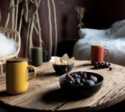 Tisanière en grès 47,5 cl Kaki et couvercle en acacia - OGO Living
