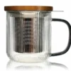 Tisanière en verre 300 ml Gris fumé et couvercle bois acacia OGO Living