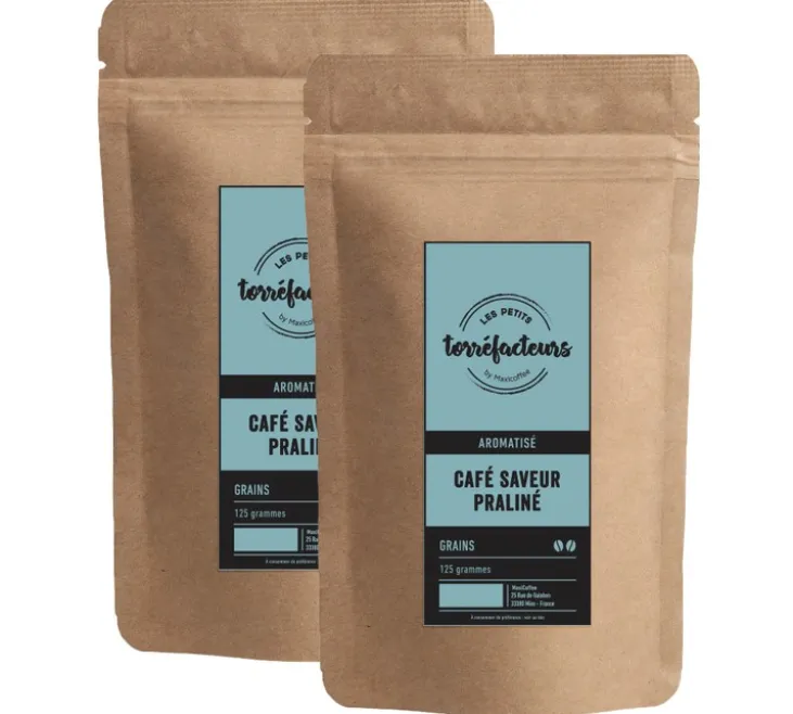 2 x 125 g - Café en grain - Aromatisé saveur Praliné - LES PETITS TORRÉFACTEURS