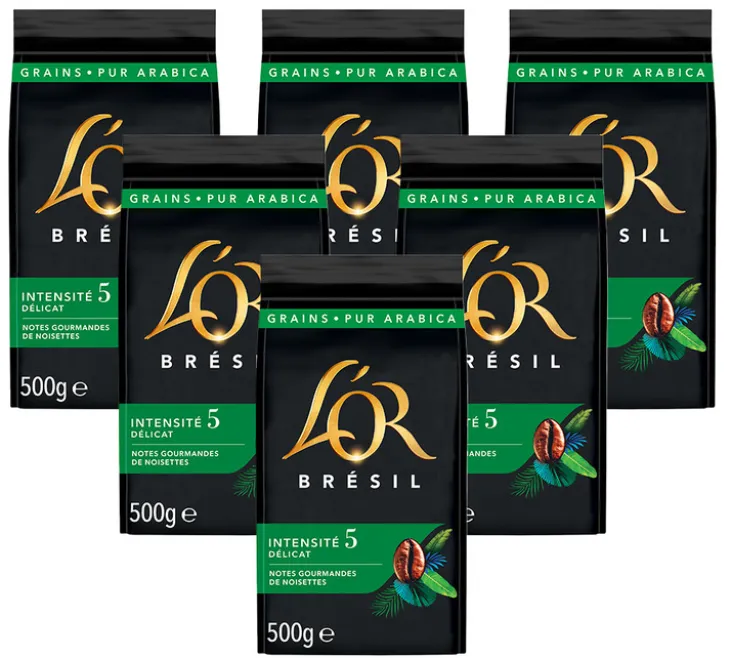 6 x 500 g - Café en grain - Brésil - L'OR