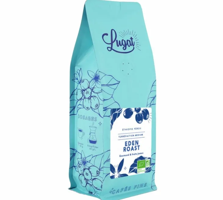 4 x 250 g - Café en grain - Eden Roast Bio anciennement Le Mélange Eden Bio - LUGAT