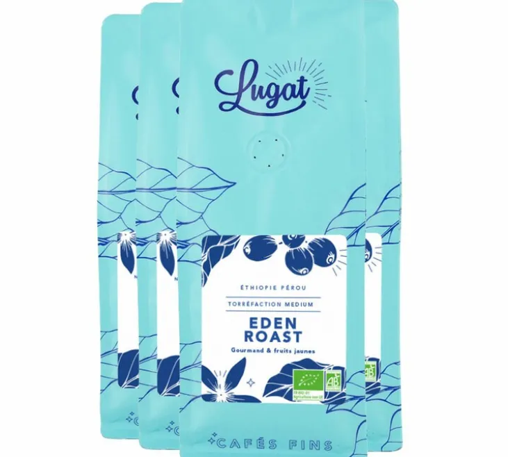 4 x 250 g - Café en grain - Eden Roast Bio anciennement Le Mélange Eden Bio - LUGAT