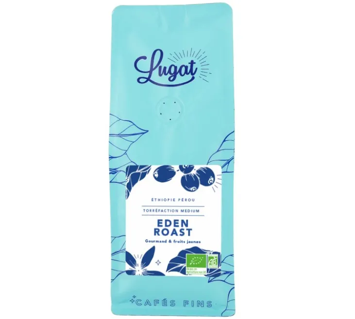 4 x 250 g - Café en grain - Eden Roast Bio anciennement Le Mélange Eden Bio - LUGAT