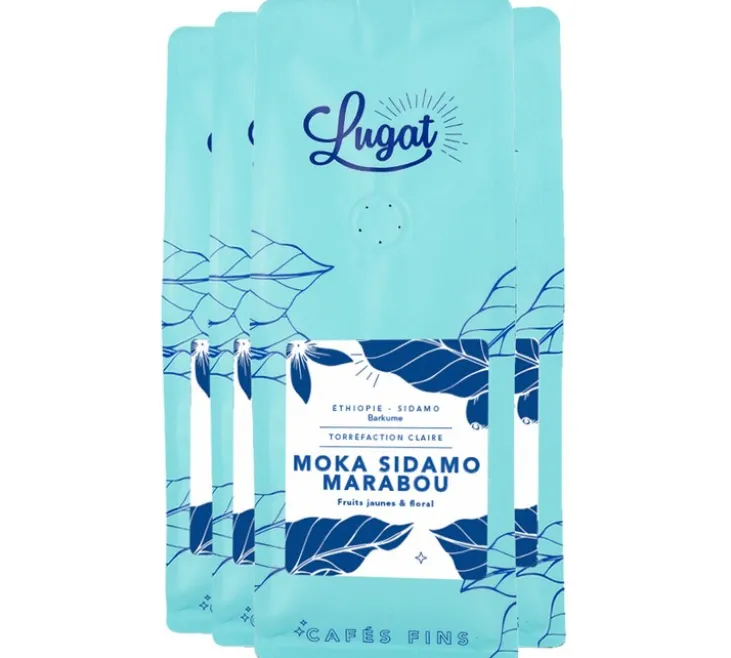 4 x 250 g - Café en grain - Ethiopie Moka Sidamo Marabou - LUGAT