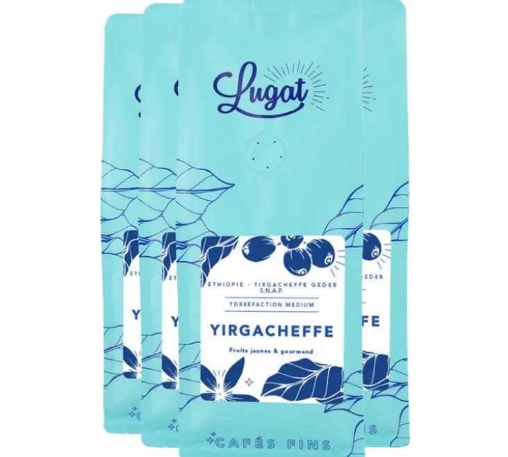 4 x 250 g - Café en grain - Ethiopie Yirgacheffe - LUGAT