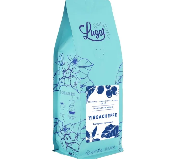 4 x 250 g - Café en grain - Ethiopie Yirgacheffe - LUGAT