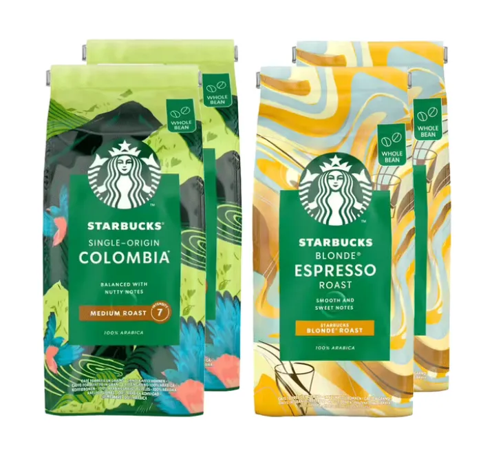 4 x 450 g - Café en grain - Pack 2 x Blonde Espresso Roast & 2 x Single Origin Colombia - STARBUCKS