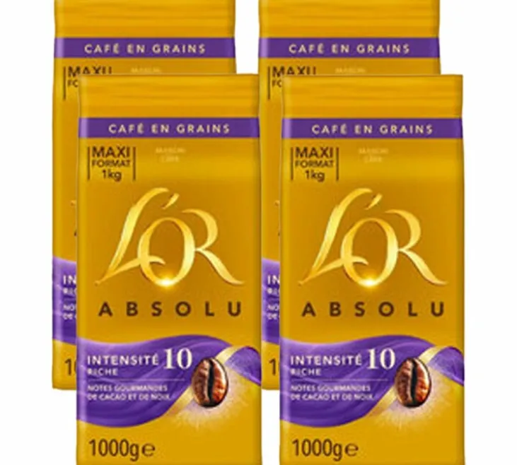 4 x 1 kg - Café en grain - Intensité 10 - L'OR